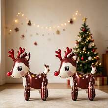 3pcs Christmas Standing Reindeer Foil Balloon Set, Holiday Birthday Party Balloons, Indoor Event Decor, Christmas Deer Atmosphere Decoration - View 2