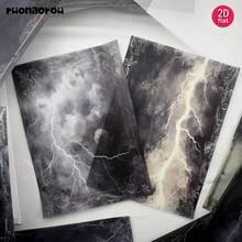 Ruonaorou 12pcs/Set Vintage Dark Clouds & Lightning Gothic Style Translucent Vellum Paper Junk Journal Material, Premium Translucent Dark Clouds & Lightning Vellum Paper For Planner, Journal, Diary, Envelope, Greeting Card Decoration DIY Junk Journal (2D Flat A5) - A - View 9