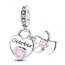 1pc Silver Plated Birthstone Angel Month Beaded Pendant Suitable For Bracelet Necklace DIY Jewelry Making Birthday Gift - Silver - View 17