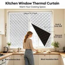 No Drill Zipper Thermal Curtains, Winter Cold Blocking, Sunshade & Warmth, Sound Insulation & Noise Reduction, Effective Cold Defense Curtains - White-edged Center Zipper Style - View 4