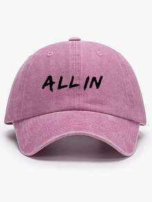 1pc Vintage Washed Baseball Cap Print ALL IN Letter Adjustable Breathable Casual Soft Curved Brim Sun Hat Dad Caps For Women Men Unisex Summer Spring - ALL IN - View 4