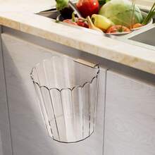 1pc Wall-Mounted Trash Can, 16 * 16.5cm Transparent Plastic Hanging Garbage Bin, Space-Saving Waste Container With Hook Design For Kitchen Cabinet, Bedroom, Office, Bathroom & Home Use - Multicolor - View 12
