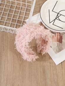 1pc Fluffy Fringe Wide Headband For Women,Elegant Solid Color Hair Accessory For Daily Date & Holiday - Multicolor - View 10