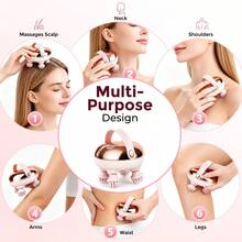 Hailicare Electric Scalp Massager 360° Rotating Kneading Massage Brush, Full Body Massage Device Suitable For Head, Neck, Shoulder, Arm, Waist And Leg, Red Light, Waterproof, USB Rechargeable - Rose Gold - View 4