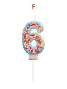 Light Blue Glitter Border Rainbow Candy Birthday Number Candle, Autumn Decor, Souvenir, Camping, Kitchen, Christmas, Party Gift, Kitchenware, Home Decor & Accessories, Party Decoration & Supplies - View 9
