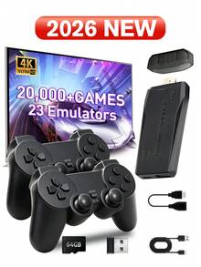 M8 Retro Wireless Game Console 64G, Built-In 10000+ Games, TV Video Games, With Dual 2.4G Wireless Controllers - Black - View 2