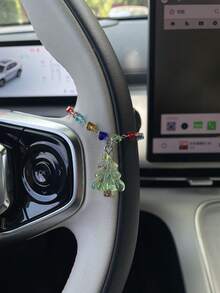 1pc Christmas Tree Car Steering Wheel Hanging Chain, Colorful Crystal Beads Paired With Transparent Glass Christmas Tree Pendant, Exquisite And Compact, Strong Glossy Feel, Fresh Healing Style Car Interior Decoration Ornament, Full Festive Atmosphere, Personalized Creative Car Accessory, Suitable For Personal Use Or Gift Giving - A - View 12