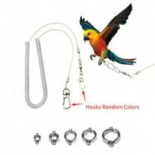 6pcs Set (1 Rope + 5 Rings) Adjustable Parrot Leash With Anti-Bite Foot Ring, 5 Sizes Suitable For Parrots, Small Parrots, Sun Conures, Macaws, Stainless Steel Flight Training Rope And Chest Harness, Suitable For Parrots, Lovebirds, Sun Conures, Macaws, Bird Breeding Supplies - A+B - View 9