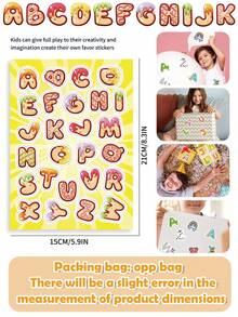 8 Sheets Paper DIY Alphabet Splicing Stickers, Cartoon Letter Pattern, Early Education ABC Learning Activity, Build Your Own Letter Combinations, Ideal For Gift, Party Favor, Kids Interactive Handcraft Toy Stickers & Classroom Teaching - Multicolor - View 7