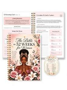 1pc A5 52-Week Bible Study Planner For Women With 3 Bible Verse Stickers, Scripture Reading & Reflection Journal, Bible Study Materials, Halloween Notebook, Nurse Essentials, Office Decor And Accessories - A - View 2