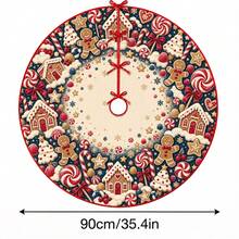 1pc Gingerbread House Candy Pattern Christmas Tree Skirt, Elegant Color Holiday Decor, 5 Sizes, Unisex Holiday Gift, Suitable For Home And Party Christmas Home Decoration - Gingerbread House Candy - View 14