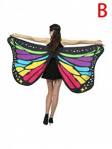 Rainbow Gradient Butterfly Wing Shawl, Soft Clothing Accessory, Suitable For Christmas Costume Party, Glamorous Theme Costume Party - Multicolor - View 21