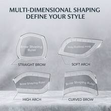 Multi Shape Eyebrow Symmetry Measuring Ruler, Reusable Clear Brow Template, Calibrated Scale For Brow Head, Arch & Tail Marking, Portable Microblading Brow Guide Stencil, Eyebrow Makeup Tool For Tattoo Artists & Beginners - View 3