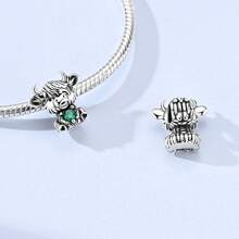 1 Pieces Original Design Silvery Color Charms Cowboy Cow & Cute Milk Cow Beads Heart Cubic Zirconia Inlay Fits Original Bracelet DIY Making - Multicolor - View 8
