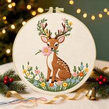 1PC 15*15cm/5.9*5.9in 20*20cm/7.9*7.9in,Fawns, Squirrels And Cats Embroidery Kit, DIY Handmade Embroidery Set For Adult Beginners, Home Gift, Women's Sewing Gift, Including User Manual, Printed Pattern Fabric, Embroidery Frame, Needle And Thread. - 15X15CM - View 16