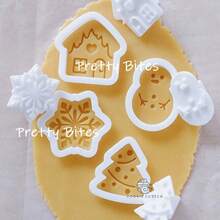 Mini Christmas Gingerbread House Snowman Tree Mold DIY Cookie For Clay/Sugar/Shortbread Christmas Holiday Cake Decorations - White - View 3