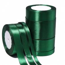 25 Yards/Roll Christmas Decoration Ribbon Satin Dark Green Satin Ribbon, Suitable For DIY Crafts, Gift Wrapping, Bows, Parties, Weddings, Christmas Decorations, Hair Bow Making Materials - Dark Green - View 2