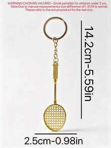 1pc Mini Realistic Badminton Racket Keychain Pendant, Sports Event Creative Souvenir Small Gift Alloy Badminton Racket Accessory - Multicolor - View 5