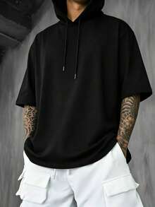 ZYNTH BALENO Men's Summer Fashion Hooded Short Sleeve T-Shirt, Suitable For Gym And Outdoor Sports Black - Black - View 5