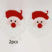 2PCS Santa Claus Knitted Coasters, Christmas Theme Knitted Car Cup Holders, Dual-Use For Car And Home, Holiday Creative Decorative Gift - Santa Claus Woven Coaster - View 13