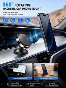 2PCS Metal Magnetic Car Phone Holder, Strong Magnetic 360° Rotating Dashboard Phone Mount, Firmly Attached Not Easy To Fall Off, Universal For All Phone Models, Multiple Colors, Office, School, Daily Commute, Road Trip, Car Accessories - Multicolor - View 7