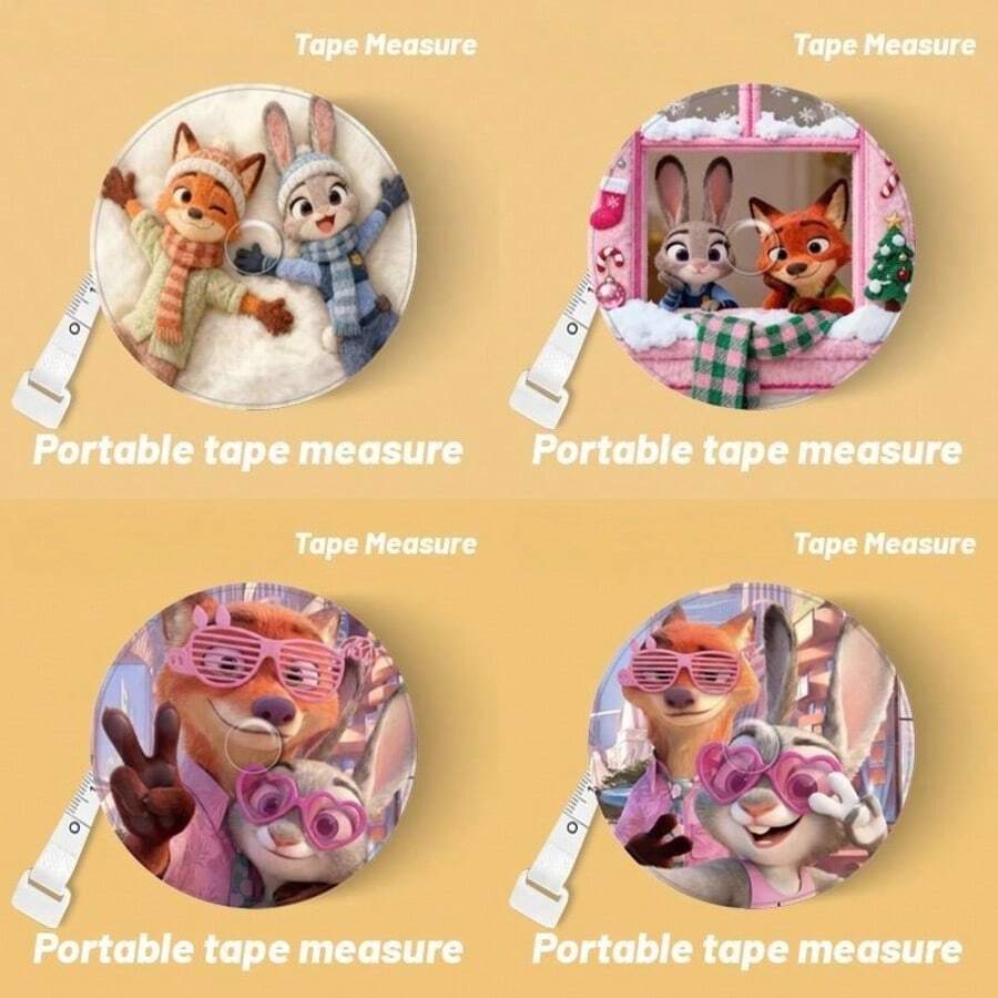 1pc Disney [One-Click Retraction] 2.0m Tape Measure, Judy Nick Peripheral Three-Circumference Measuring Tape Soft Leather Ruler Household Measurement Tape Ins High Aesthetic - Multi-color - View 1