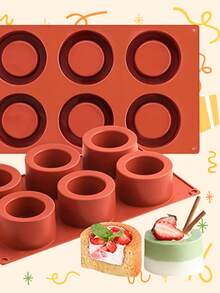 6-Cavity Silicone Cup Baking Mold, Creative Round Textured Mold For Chocolate, Mousse, Pudding, Jelly, Cake, Cheesecake And Dessert Cups, DIY Bakeware For Home Kitchens, Brunch, Tea Parties And Special Occasions - Multicolor - View 7