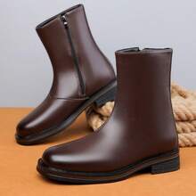 Men's Cowboy Boots Men's High Top Leather Cowboy Boots Men's Ankle Western Boots Men's High Cut Leather Boots Men's High Top Leather Motorcycle Boots - Brown - View 2