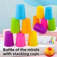 1PC, Stacking Cup Game Set, Two-Player Interactive Desktop Board (Small Cups), Color Classification Training, Holiday Party Gifts (Random Colors), Halloween Decoration Supplies - Multicolor - View 2