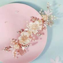 1pc Leaf Pattern Ditsy Floral Elegant Party Alloy Hair Comb Bridal Wedding Hair Accessory All Seasons - Gold - View 3
