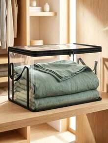 1/2pcs Heavy Duty Transparent PVC Storage Boxes, Foldable With Visible Window Storage Bags, Thickened Waterproof Rectangular Containers, Suitable For Books, Toys, Stationery And Snacks, Space-Saving Home And Classroom Storage - Multicolor - View 4