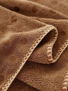 1pc/2pcs Approx. 14*29in/28*55in Pink Leopard Print Towel, Cute Embroidered Rabbit Pattern Coral Fleece Bath Towel + Face Towel, Ultra Soft High Absorbency Quick Dry Thick Non-Shedding Towel, Suitable For Bathroom, Home, Travel - Brown - View 10