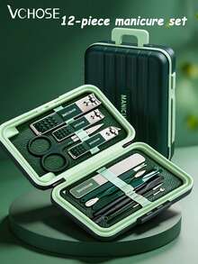 VCHOSE 12pcs New Professional Manicure & Pedicure Set, 30pcs Complete Nail Care Tool Kit, Includes Men's Hand & Foot Trimming Scissors And Nail Tools (Black) - Multicolor - View 1
