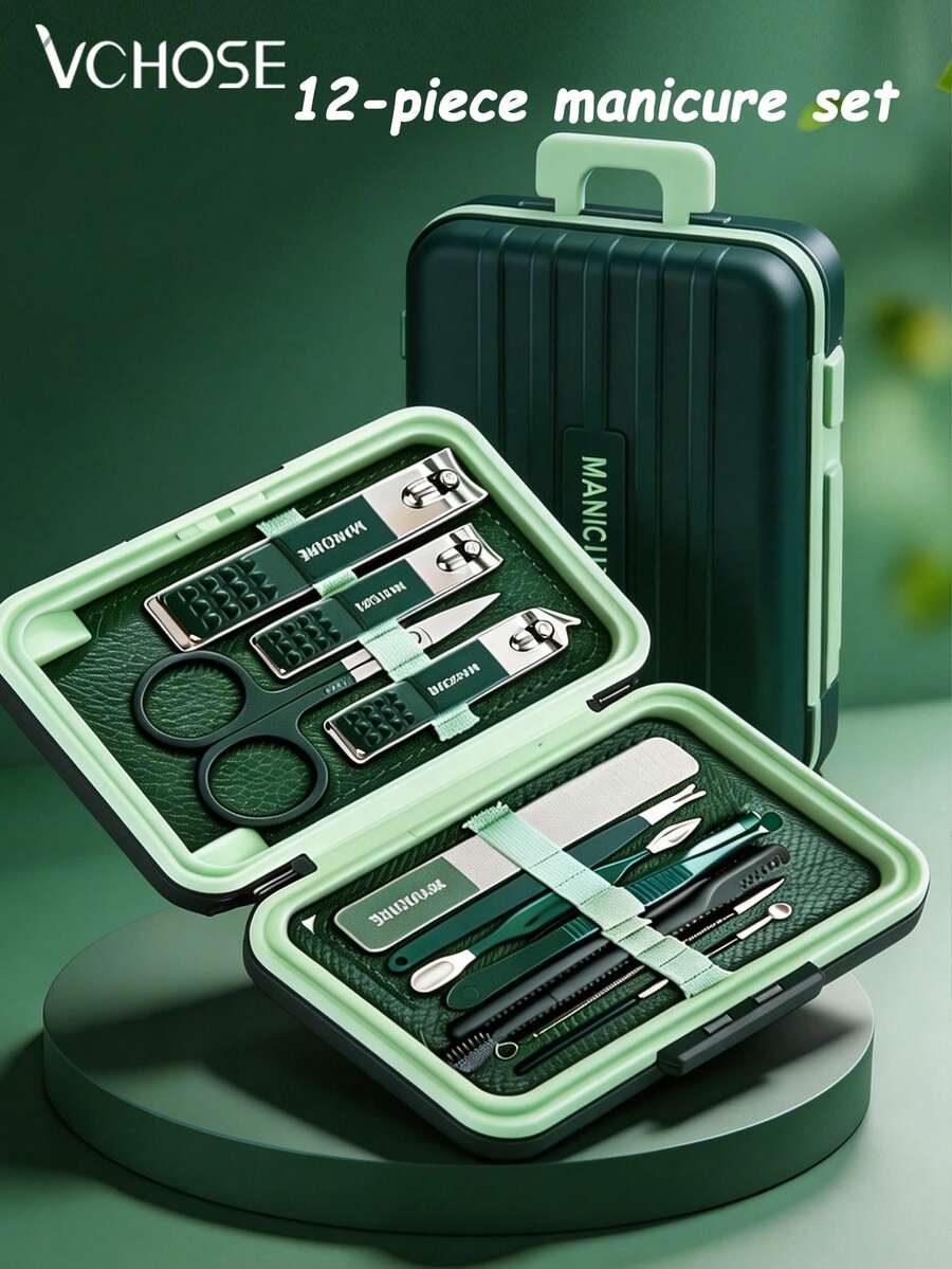 VCHOSE 12pcs New Professional Manicure & Pedicure Set, 30pcs Complete Nail Care Tool Kit, Includes Men's Hand & Foot Trimming Scissors And Nail Tools (Black) - Multicolor - View 1