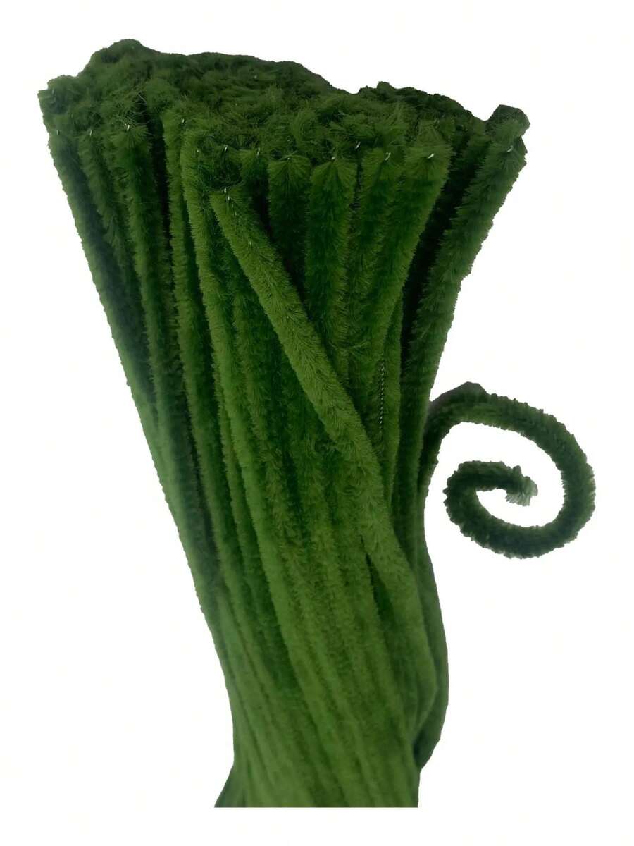 100 Chenille - Limpia Pipas Normal -manualidades = Full - 10 VERDE MUSGO - Ver 1