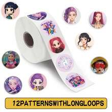 Hasbro 500pcs Mini World Demon Hunter Girl Round PVC Stickers, Soft Tone Anime Character Labels, Y2K Cute Cartoon Design, Envelope Packaging & Scrapbook Decoration, Fashion DIY Collection Set - Multicolor - View 3