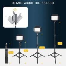 6-Inch Fill Light Featuring RGB Mode And Four Light-Diffusing Panels; Offers Adjustable Brightness And Dual USB Power/Charging Options; Includes A Clip And An Adjustable-Height Tripod; Suitable For Photography, Beauty, Meetings, And Parties. - Black - View 2