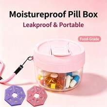 1pc Latest Mini Portable 7-Compartment Pill Box, Vitamin Storage Box, Anti-Confusion Open Design, Easy To Access, Travel Pill Bottle - View 6