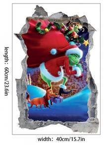 FIFA Stiker Dinding Natal The Grinch Gaya Baru PVC Kartun Film Monster Hijau Dekorasi Dinding Decal - stiker - View 4