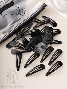 100pcs/Set Black 1.96 Inch Women Hair Clips - Suitable For Daily Styling, Braiding, Loose Hair, Bangs Fixing, Makeup And Bathing Multi-Functional Hair Accessories. - Black - View 7