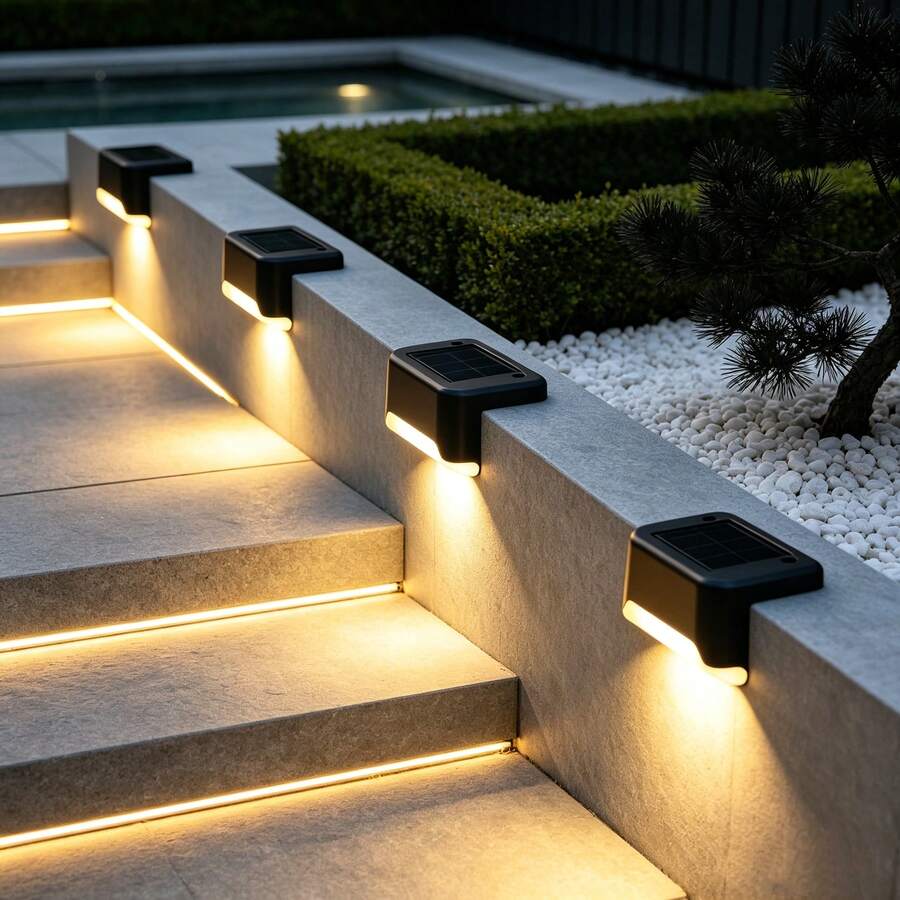 4/8/12/16PC Outdoor Solar Lights Waterproof Light-Sensing Auto On/Off Design, No Charging Required, Suitable For Decorating Sun Garden, Stairs, Deck, Pathway, Fence