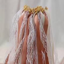 Wedding Ribbon Wand With Bells, Lace Fairy Party Ribbon Wand; Colorful Faux Silk Ribbon, Suitable For Various Parties, Birthdays And Holiday Events; Holiday Decoration, Birthday Arrangement, Decorative Handheld Wand; Exquisite Lace Craftsmanship, Lightweight Wand Body; Satin Ribbon With Bell Style; Suitable For DIY Enthusiasts And Event Planners - View 6