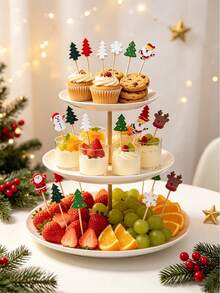 1/10/20/50/100/200pcs Assorted Christmas Element Pattern Fruit Picks, Including Snowflake, Reindeer, Christmas Tree, Santa Claus, Snowman, Cocktail Picks, Fruit Forks, Disposable Fruit Picks, Christmas Tree Decoration, Appetizer Toothpicks, Suitable For Cocktail Party, Birthday Party, Wedding, Christmas Decoration, Christmas (Assorted Patterns Randomly Matched And Shipped) - Multicolor - View 6