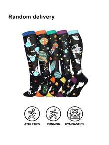 1/2/4 Pairs Compression Socks For Men Women, Unisex Knee High Elastic Support Tube Socks, Fall Clothes, Fall Style, Running Fitness Cycling - Multicolor - View 7