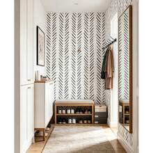 1 Roll Self-Adhesive Herringbone Pattern Wallpaper, PVC Removable Wall Sticker, Suitable For Study, Entryway, Balcony Background Renovation, Desktop, Cabinet And Bookshelf Decoration, 17.7inX39.3/118.1/196.8in - Black - View 6