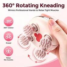 Hailicare Electric Scalp Massager 360° Rotating Kneading Massage Brush, Full Body Massage Device Suitable For Head, Neck, Shoulder, Arm, Waist And Leg, Red Light, Waterproof, USB Rechargeable - Rose Gold - View 5