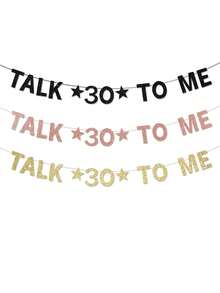 Talk Thirty To Me-banderoll, rolig guldglitterpappersdekoration för 30-årsfödelsedagsparty för män/kvinnor - Visa 1