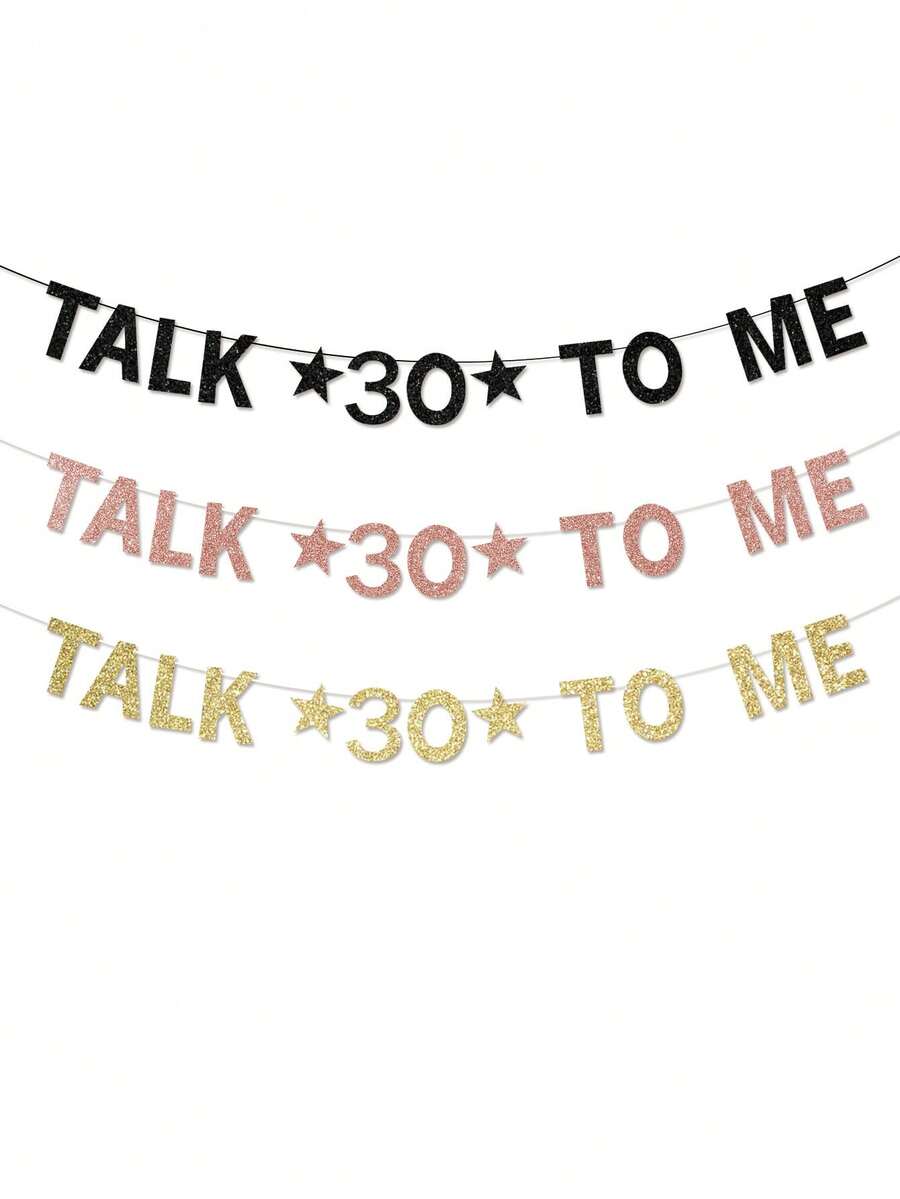 Talk Thirty To Me-banderoll, rolig guldglitterpappersdekoration för 30-årsfödelsedagsparty för män/kvinnor - Visa 1