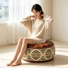 1PC Eternal Pattern Dual-Purpose Footstool, Decorated With Elegant Vintage Art Pattern, Soft Cushion Provides Comfortable Seating Experience, Internal Storage Space Can Organize Scattered Items, Adding Sophisticated Style To Your Home Decor. - View 5