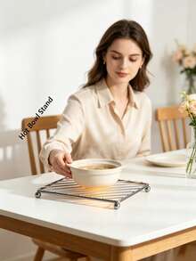 1pc Thickened Stainless Steel Trivet, Square Wire Anti-Scald Pot Stand, Raised Feet Heat Resistant Table Protector, Multipurpose Kitchen Cooling Rack, For Hot Kettle, Cookware & Hot Dishes, Household Dining Table Kitchen Tabletop Supplies Christmas - Multicolor - View 11